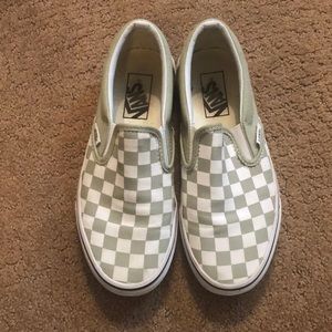 Desert Sage Checkered Slip On Vans